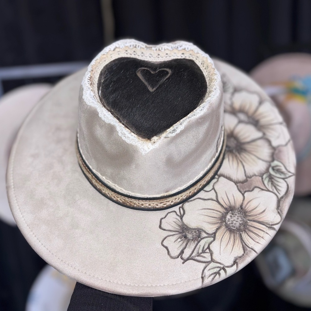Floral Heart-Accent Hat